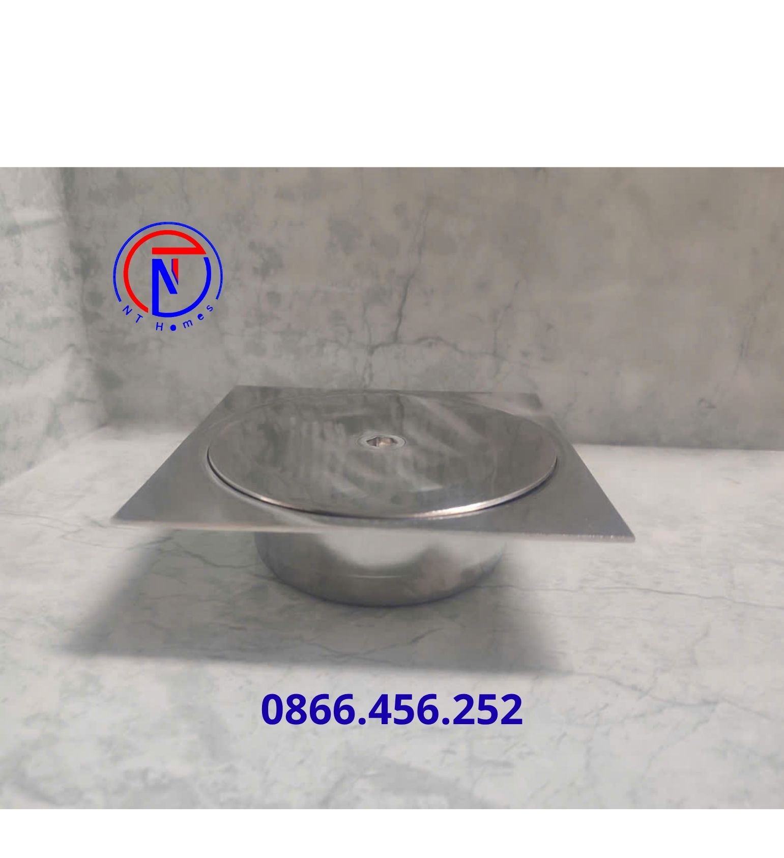 Thông tắc sàn Inox 304. Ống D200. Kiểu O2 Mặt vuông