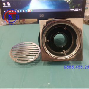 Phễu thu sàn D60. Chống thấm, Điều chỉnh. Thân Gang+Nắp Inox 304. Kiểu D1