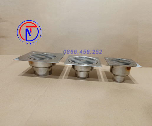 Phễu thu sàn D60. Mặt 120x120. Inox 304. Ngăn mùi. Kiểu D3