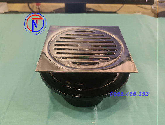 Phễu thu sàn D110. Chống thấm, Điều chỉnh. Thân Gang+Nắp Inox 304. Kiểu D1