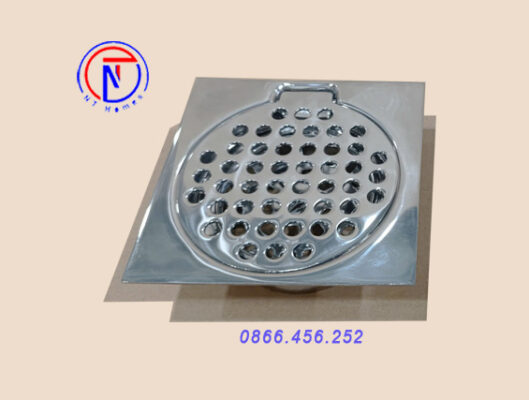 Phễu thu sàn Inox 304 nắp bản lề Kiểu D4. Ống D60