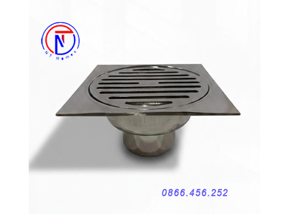 Phễu thu sàn D60, D90. Mặt 120x120. Inox 304. Ngăn mùi. Kiểu DS