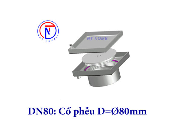 Thông tắc sàn lát gạch Inox 304 DN80 Kiểu O8