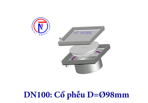 Thông tắc sàn lát gạch Inox 304 DN100 Kiểu O8